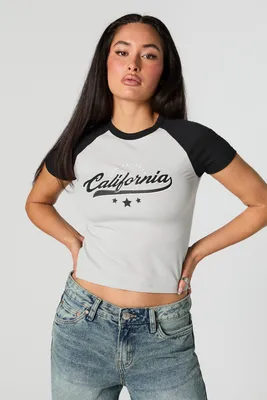 California Graphic Ribbed Fitted Raglan T-Shirt