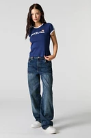 Sporty Graphic Ringer T-Shirt