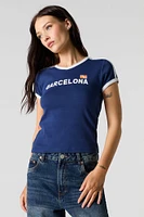 T-shirt à liséré contrastant avec imprimé Sporty