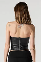 Faux Leather Strapless Corset Top