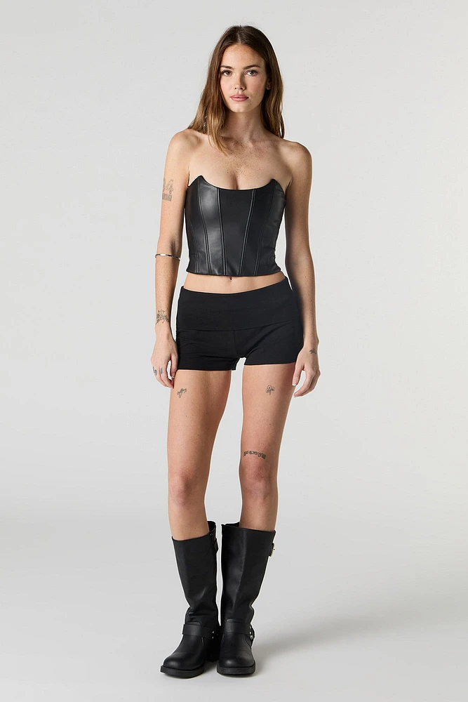 Faux Leather Strapless Corset Top