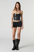 Faux Leather Strapless Corset Top