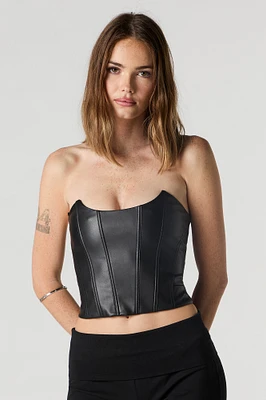 Faux Leather Strapless Corset Top