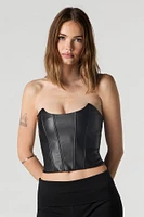 Faux Leather Strapless Corset Top