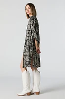 Floral Print Open Front Kimono