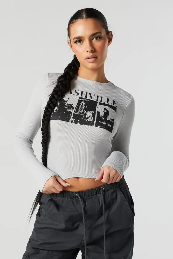 Nashville Graphic Long Sleeve Crop Top