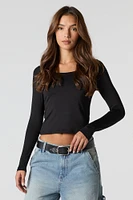 Contour Scoop Neck Long Sleeve Top