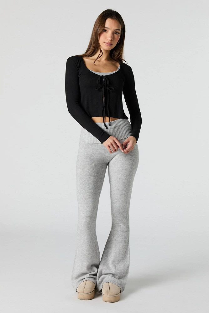 Haut en tricot de pointelle avec attache