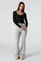 Pointelle Knit Tie Front Top