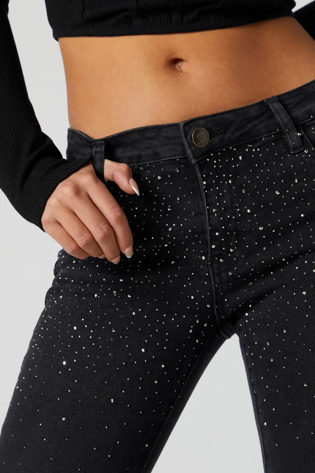 Stitches Wash Rhinestone Flare Jean