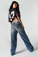 NYC Graphic Low Rise Wide Leg Skater Jean