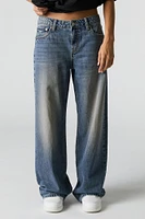 NYC Graphic Low Rise Wide Leg Skater Jean