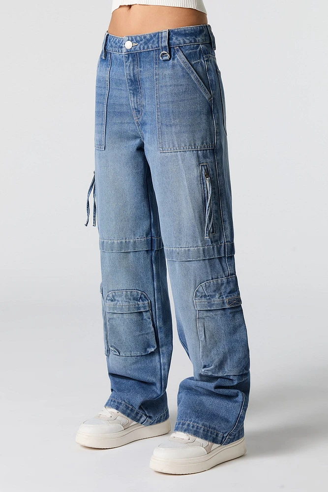 Zip Pocket Straight Leg Cargo Jean