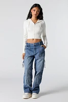 Zip Pocket Straight Leg Cargo Jean