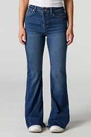 High Rise Split Hem Flare Jean