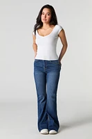 High Rise Split Hem Flare Jean