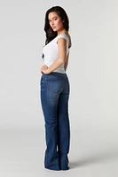 High Rise Split Hem Flare Jean