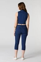 Capri en denim à taille élastique