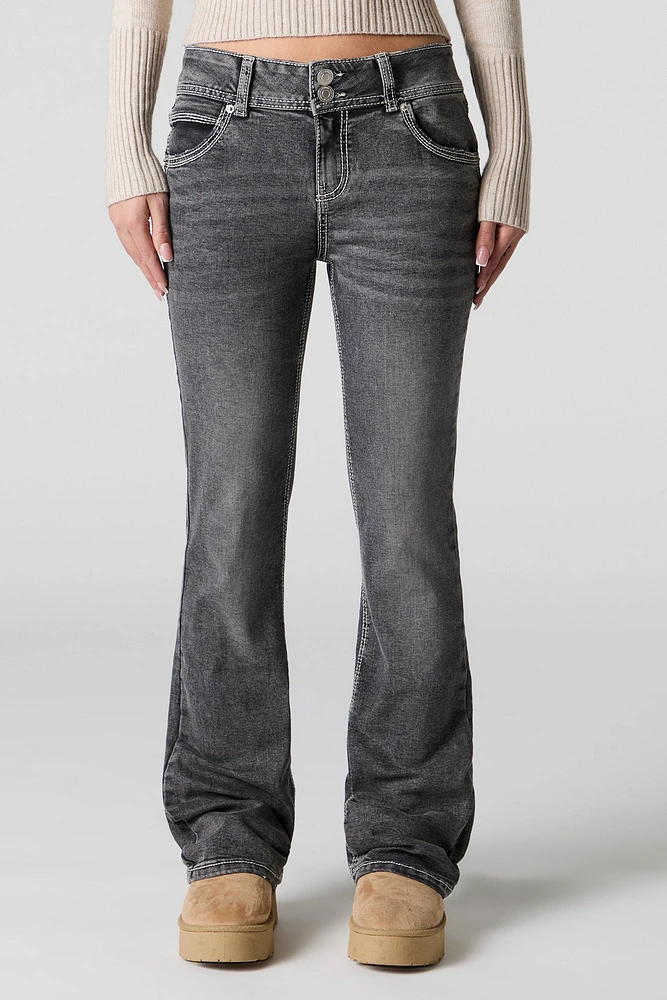 Double Buttoned Mid-Rise Bootcut Jean
