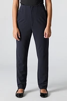 Pantalon habillé mince plissé en crêpe