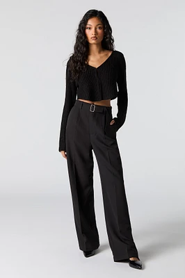 Belted Wide Leg Dress Pant