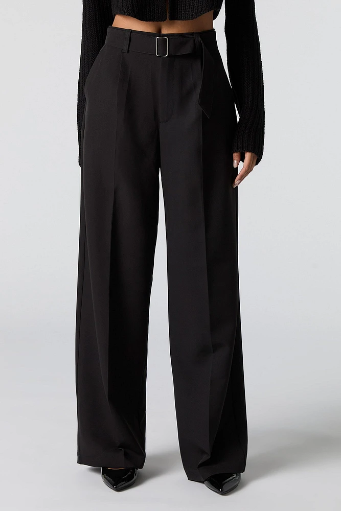 Belted Wide Leg Dress Pant