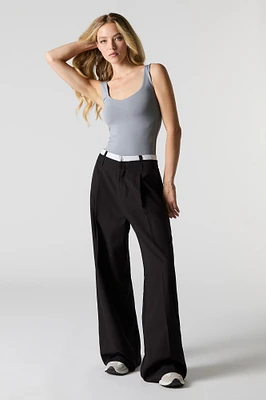 Pantalon habillÃ© ample avec taille superposÃ©e