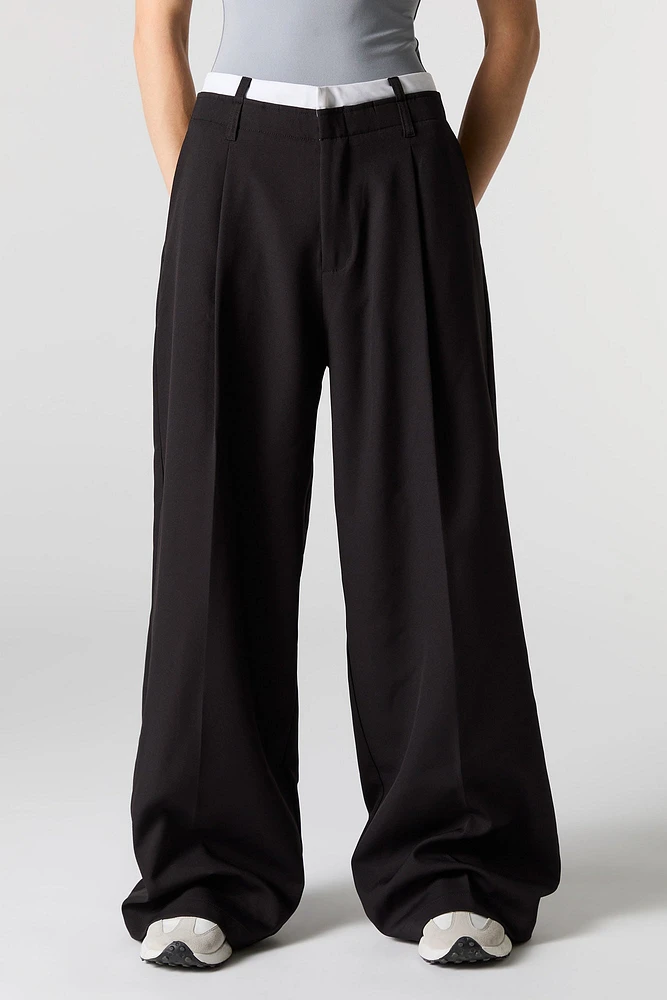 Layered Waist Baggy Dress Pant