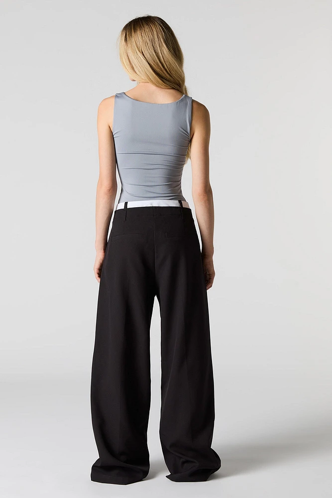 Layered Waist Baggy Dress Pant