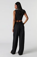 Belted Wide Leg Dress Pant