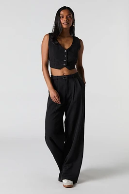 Belted Wide Leg Dress Pant