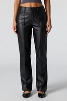 Faux Leather Exposed Seam Straight Leg Pant