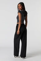 Drawstring Wide Leg Dress Pant