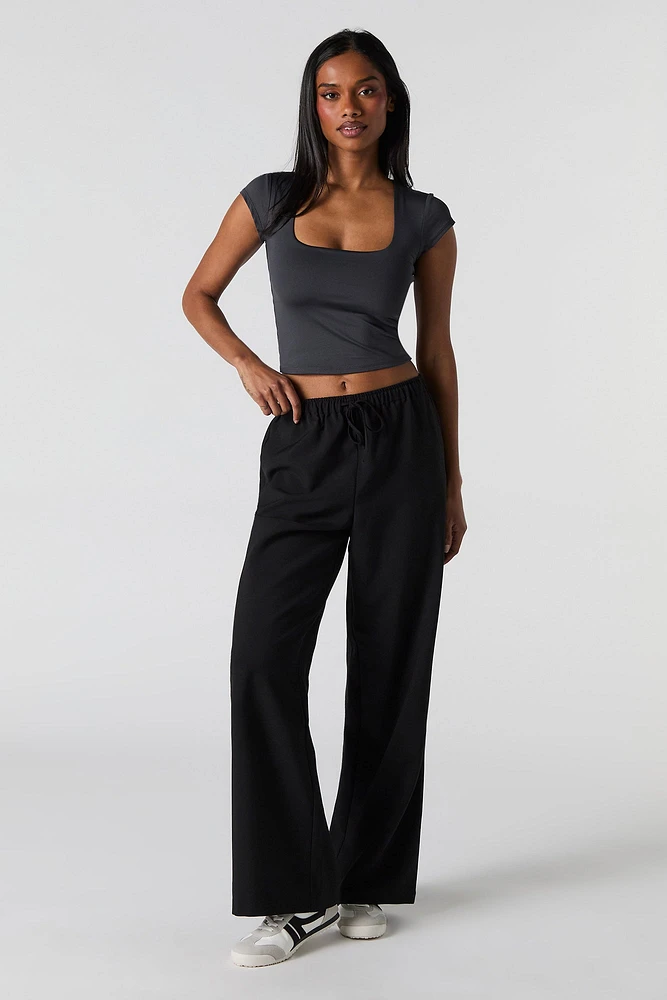 Drawstring Wide Leg Dress Pant