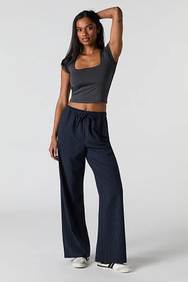 Pantalon habillé à jambe large et taille coulissante
