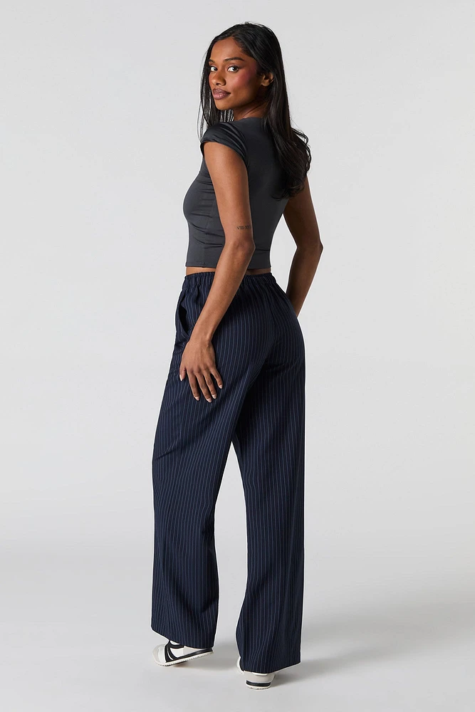 Pantalon habillé à jambe large et taille coulissante