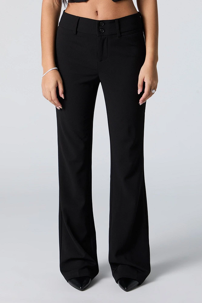 Crepe Mid Rise Flare Dress Pant