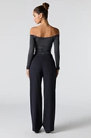 Pantalon habillé plissé à jambe large