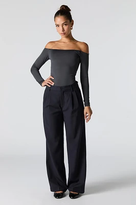 Pantalon habillé plissé à jambe large