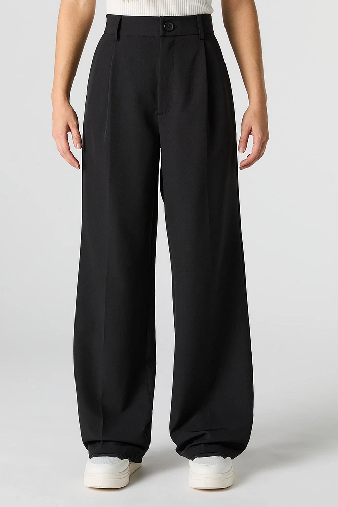 Elastic Waist Wide Leg Dress Pant