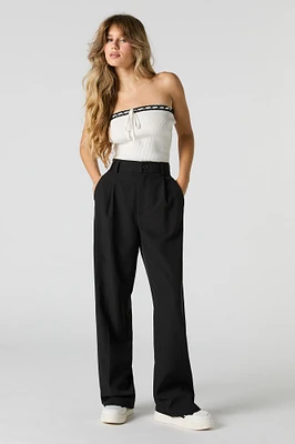 Elastic Waist Wide Leg Dress Pant