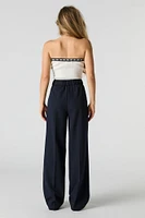 Pantalon habillé jambe large et taille élastique