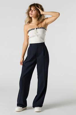 Pantalon habillé jambe large et taille élastique