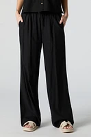 Linen Drawstring Straight Leg Pant