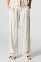 Linen Drawstring Straight Leg Pant