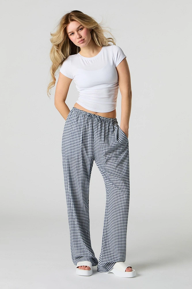 Printed Drawstring Wide Leg Pant