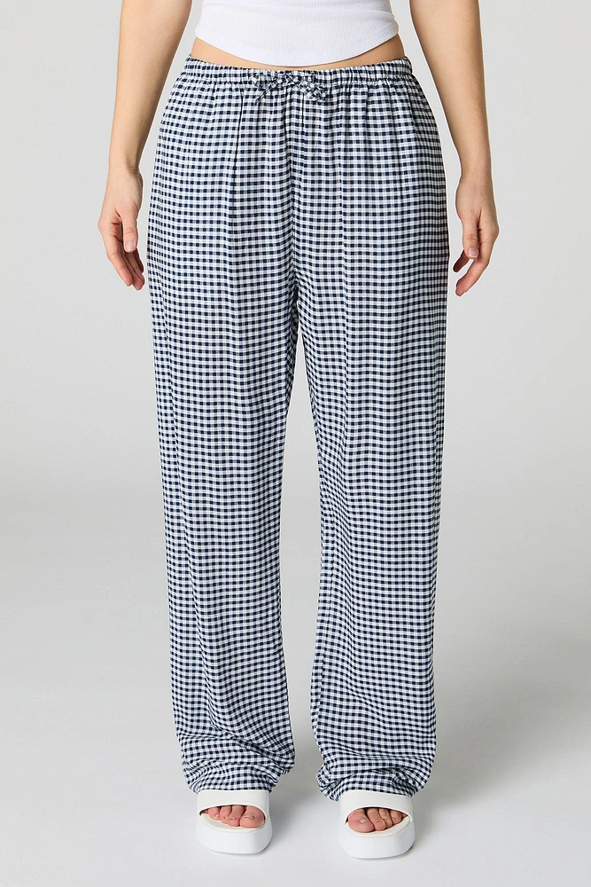 Printed Drawstring Wide Leg Pant