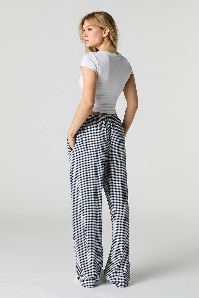 Printed Drawstring Wide Leg Pant