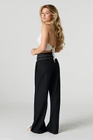 Linen-Blend Smocked Waist Palazzo Pant