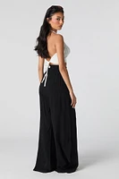 Smocked Waist Slit Palazzo Pant